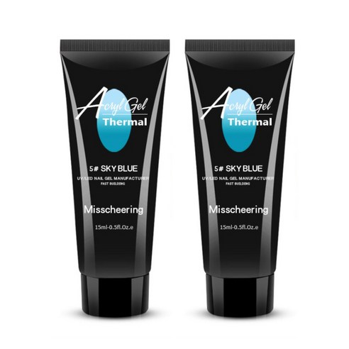 스위스녹스 셀프 네일 인조 손톱 연장 재료 온도 열 반응 폴리젤 15ml, 스카이블루, 2개