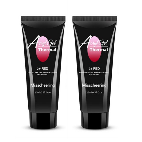 스위스녹스 셀프 네일 인조 손톱 연장 재료 온도 열 반응 폴리젤 15ml, 레드, 2개