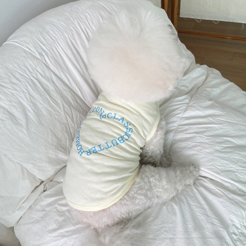 바이담수미 강아지 하트레터링 티셔츠, 레몬