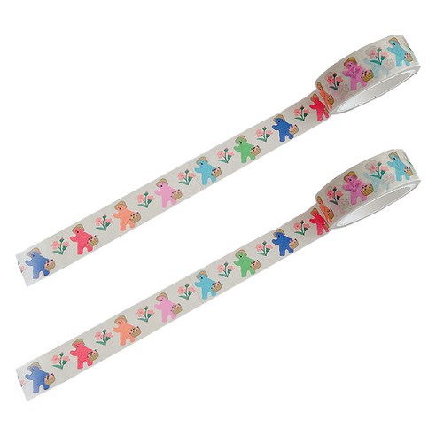마켓A 카툰베어 종이 마스킹 테이프 1.5cm x 5m, TYPE 2, 2개