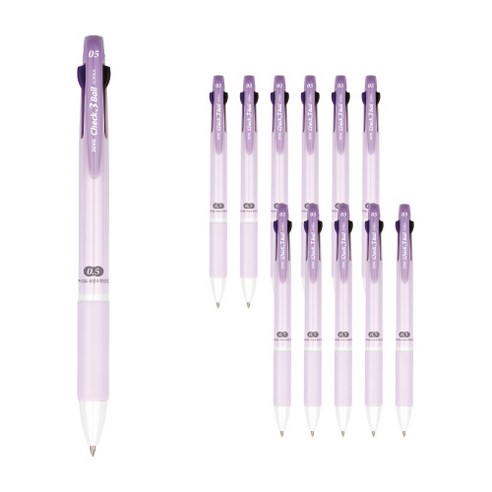 자바펜 체크 3볼 멀티펜 0.5mm, 퍼플, 12개