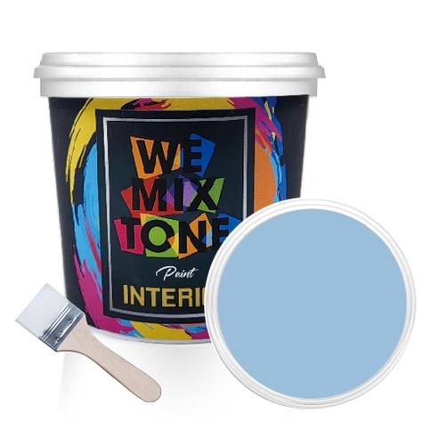 WEMIXTONE 내부용 INTERIOR 수성 페인트 1L + 붓, WMT0407P01 + 랜덤 발송, 1세트