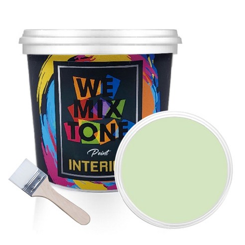 WEMIXTONE 내부용 INTERIOR 수성 페인트 1L + 붓, WMT0455P01 + 랜덤 발송, 1세트