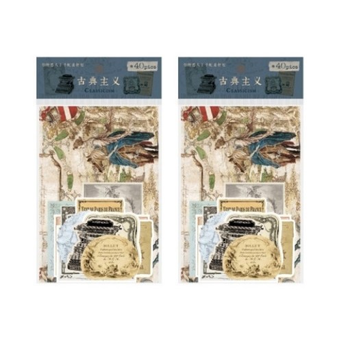 글로리빙 빈티지 메모리즈 DIY데코 스티커 40p 세트, 2세트, No2