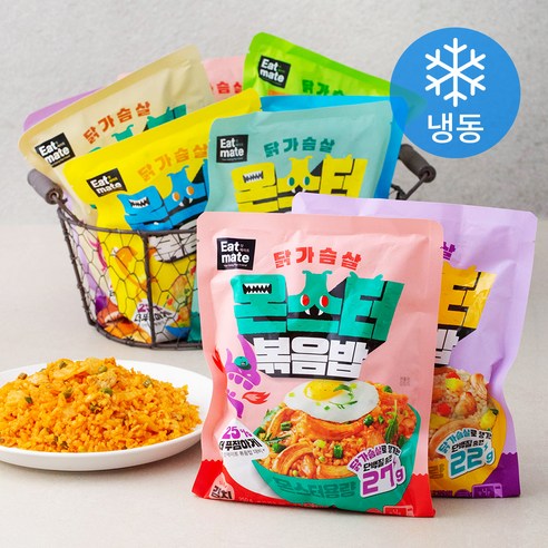 잇메이트 닭가슴살 몬스터볶음밥 이지쿡 김치 250g x 2팩 + 갈릭 250g x 2팩 + 야채 250g + 카레 250g + 소불고기 250g + 새우 250g + 곤드레 250g 세트 (냉동), 1세트