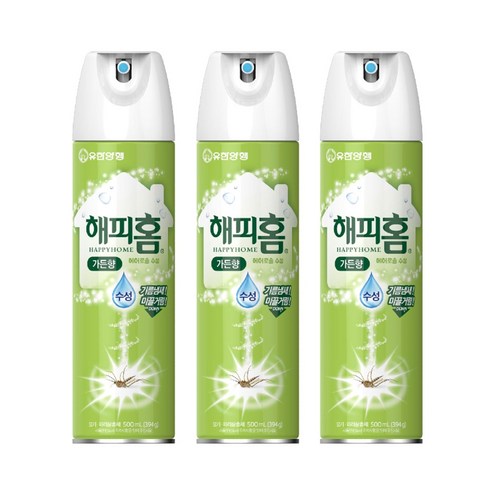 해피홈 에어로솔 수성 모기퇴치제 가든향, 3개, 500ml