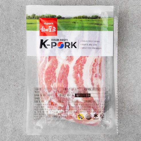 하이포크 한돈 삼겹살 구이용(냉장), 600g, 1개