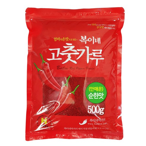 복이네먹거리 중국산 안매운 고추가루 순한맛 김치용, 1개, 500g