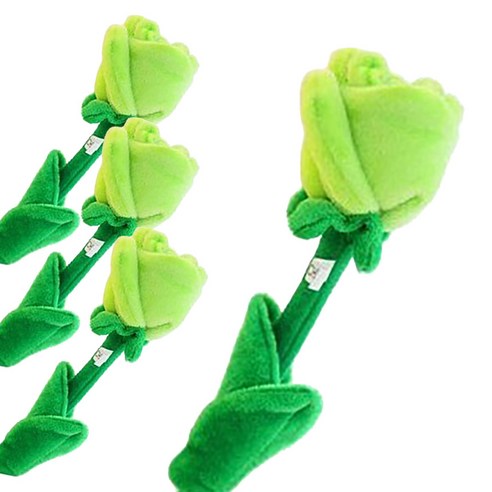 프랑온드 스마일 인형 꽃다발 4p, 60cm, 연두색 장미