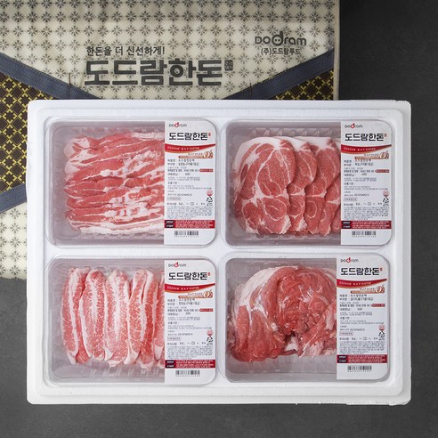 도드람한돈 으뜸모음 삼겹살 500g + 목심 500g + 앞다리불고기 500g + 항정살 300g 구이세트 (냉장), 1.8kg, 1세트 축산/계란 Best Top5