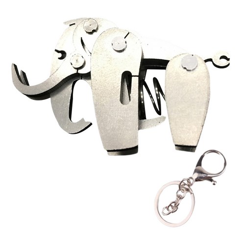 순잠 강철 리얼리티 실버 3D DIY 프라모델 60 코끼리 열쇠고리 만들기, 1개