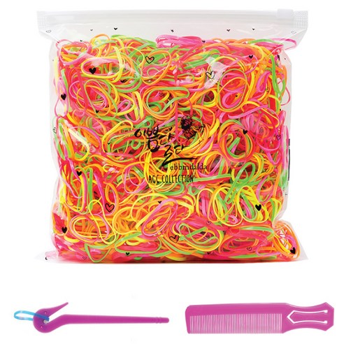 이쁨달다 이쁨밴드 대용량 고무줄 머리끈 100g RK33 + 이지컷 고무줄칼 + 포켓빗 세트