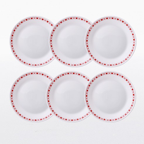 파이렉스 밀크글라스 대접시 6p, 하트