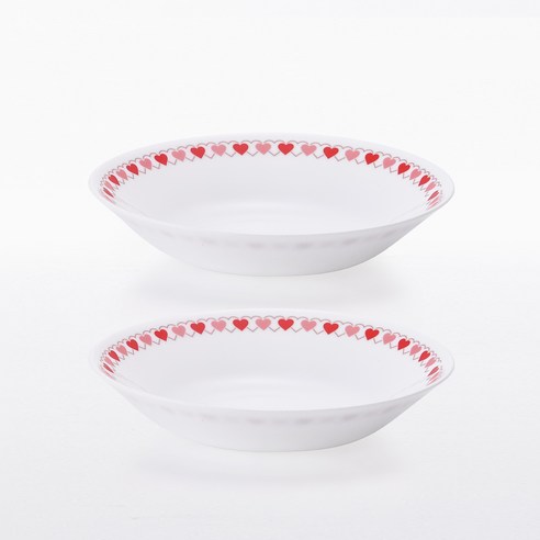 파이렉스 밀크글라스 앞접시 2p, 하트