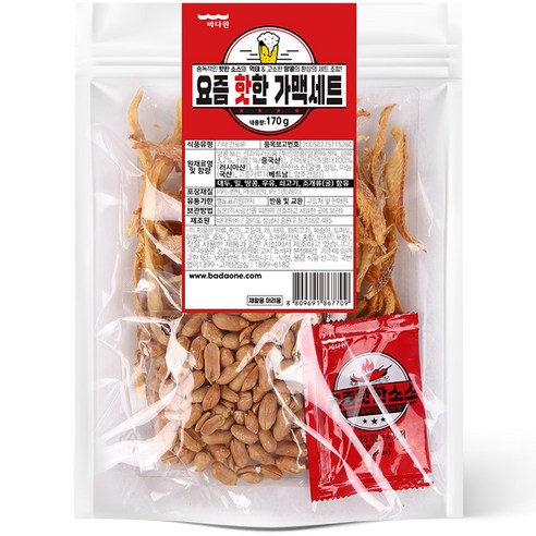 바다원 요즘핫한 가맥 먹태구이 50g + 튀김땅콩 100g + 소스 20g 세트, 1세트