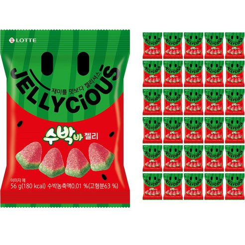 젤리셔스 수박바 젤리, 56g, 32개