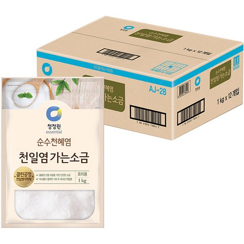 청정원 천일염 가는소금, 1kg, 12개