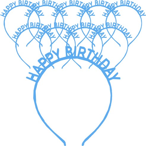 아리코 BIRTHDAY 레터링 심플 머리띠, 블루, 10개