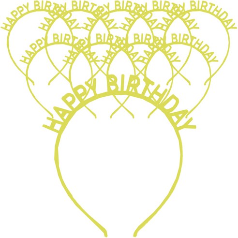 아리코 BIRTHDAY 레터링 심플 머리띠, 옐로우, 10개
