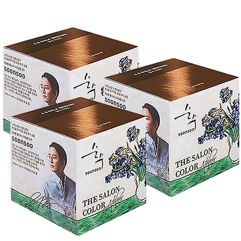 순수 더 살롱 컬러 아뜰리에 염모제, 밀크브라운, 3개