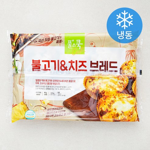 풀무원 풀스쿡 불고기 & 치즈 브레드 6입 (냉동), 510g, 1개