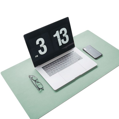 7A 양면 가죽 데스크매트 마우스 패드, 라이트그린 + 블루