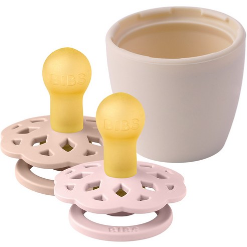 BIBS 유아용 보헴 고무 쪽쪽이 2종 세트 + 실리콘 화분캡 2p, 1단계 (0~6개월), 블러썸, 블러쉬(쪽쪽이), 아이보리(화분캡), 1개