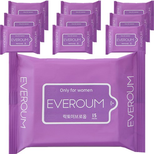 락토이브로움 휴대용 여성 청결티슈 15p, 10개, 18ml