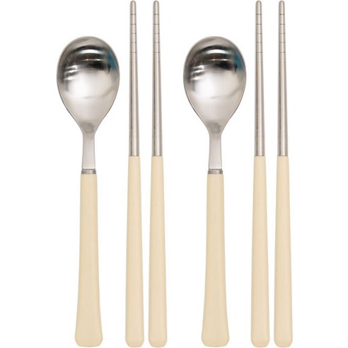 라온누리 아동용 블루밍 컬러 수저세트, IVORY, 숟가락 2p + 젓가락 2쌍, 1세트