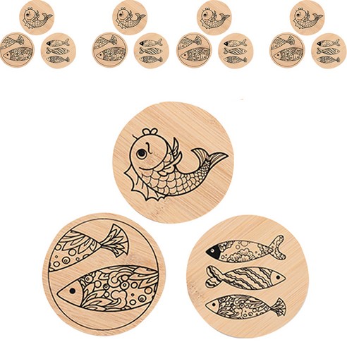 민화샵 원목 컵받침, 15개, 나비 전통diy