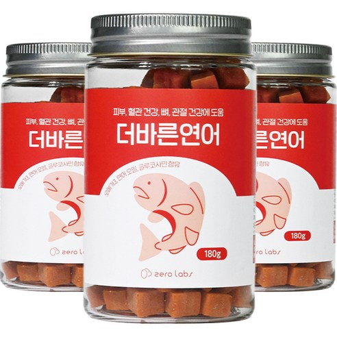 제로랩스 반려동물 더바른 져키 180g, 3개, 연어