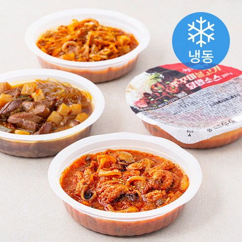 한끼의품격 한품 안주 C 매콤히로미찌 찜닭 덮밥소스 250g + 오돌뼈 210g + 쭈꾸미불고기 200g 세트 (냉동), 1세트 - 기타 즉석요리 | 쿠팡