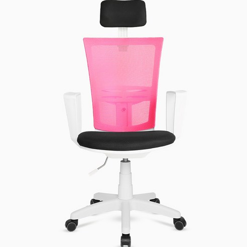 체어포커스 바른자세 메쉬 WH 의자 헤드형 M200, 핑크(메쉬) + 화이트(바디)