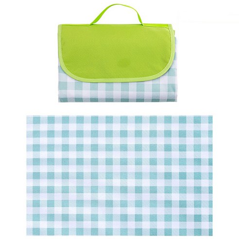 방수 방습 피크닉 접이식 돗자리, 체크 민트