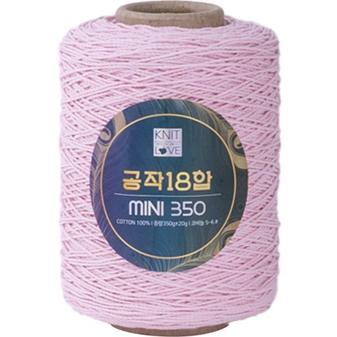 공작표 순면 색사 18합 미니 350, 206 베이비핑크, 1개