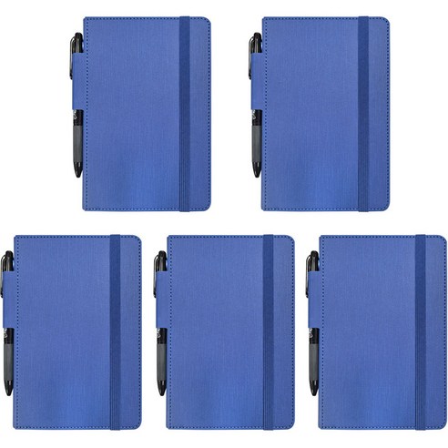 페이퍼랩 펜루프 고리 양장 밴딩수첩 M 32절 + 3색 볼펜 세트, 블루, 5세트
