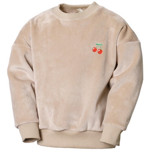 유라비 여아용 퍼릴 벨벳 골지 맨투맨 티셔츠