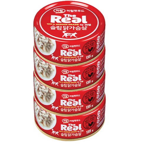 하림펫푸드 더리얼 DOG 슬림 캔 강아지 간식, 135g, 4개
