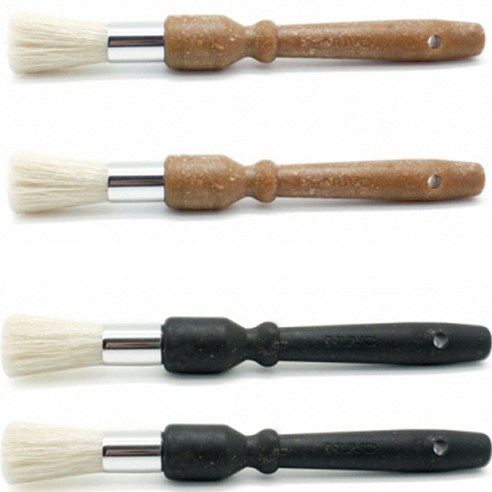 누보 그라인더 원형 청소붓 2종 x 2p 세트, 빈티지 블랙, 네츄럴 우드, 1세트