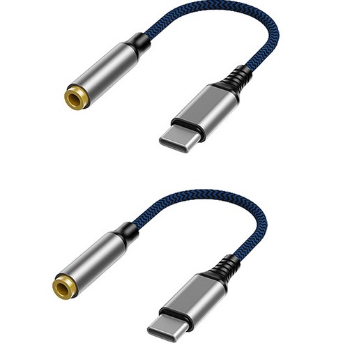 제이스마트 C타입 고음질 3.5mm 이어폰 변환젠더, 12cm, 2개, 네이비