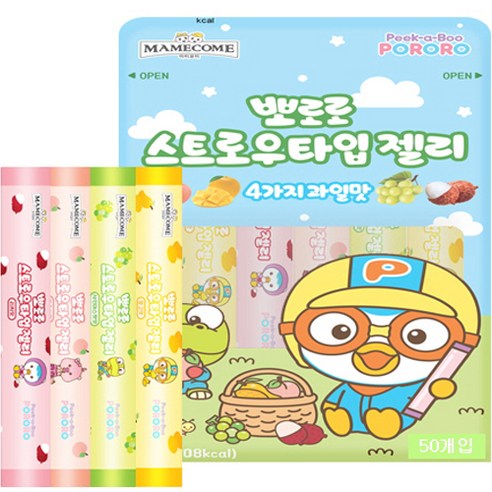 마미꼬미 뽀로로스트로우타입 젤리, 1세트, 1000g