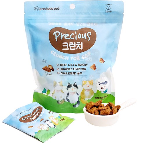 프레셔스펫 고양이 프레셔스 크런치 간식 참치 80g, 5개, 참치맛