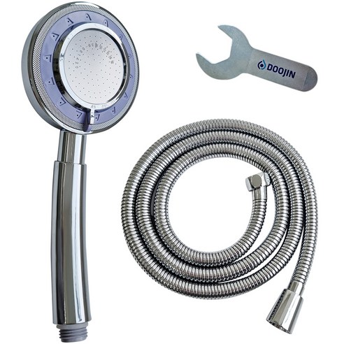 두진 다기능 수압상승 샤워기 헤드 + 황동 메탈 샤워호스 1.5m 세트, 1세트