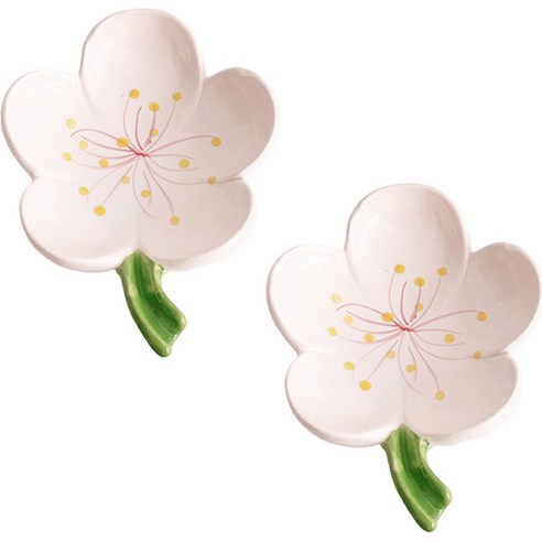블럭마트 세라믹 꽃잎 비누트레이 TYPE1, 화이트, 2개