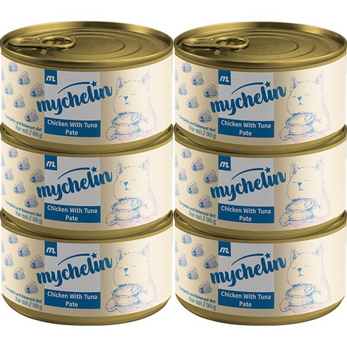 마이슐랭 고양이 주식 비프 파테 습식캔, 닭+참치, 80g, 6개