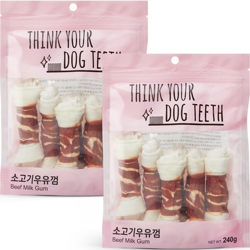 강아지 Think your dog teeth 소고기우유껌 240g 6p, 소고기, 2개