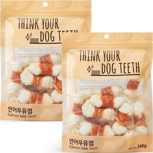 강아지 Think your dog teeth 연어우유껌 소형 240g 15p, 2개, 연어