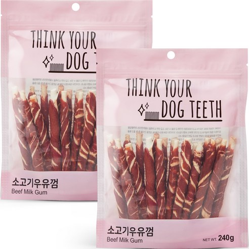 강아지 Think your dog teeth 스틱 소고기우유껌 240g 20p, 소고기 + 우유 혼합맛, 2개