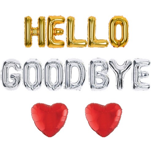 조이파티 은박풍선 HELLO + GOOD BYE + 하트 2p 세트, 골드(HELLO), 실버(GOOD BYE), 레드(하트), 1세트
