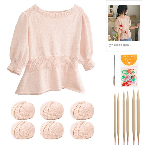 yarna 아루 펖펖 블라우스 DIY 패키지 S, 09 소프트피치, 1세트
